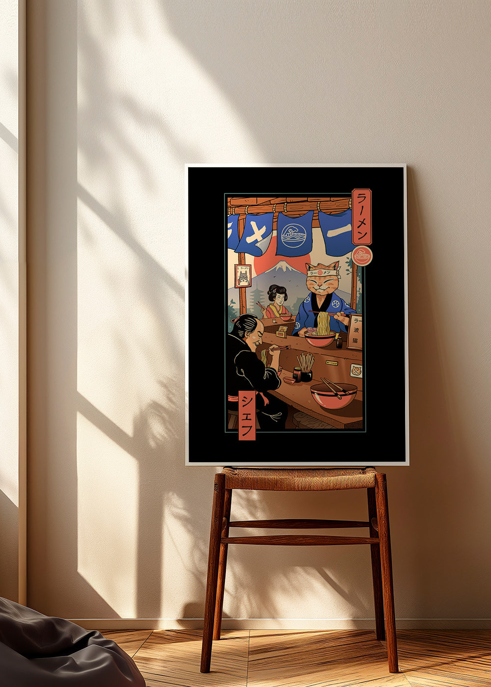 Cuadro de cocina Ramen Meowster, gato cocinero ilustrado – Product3