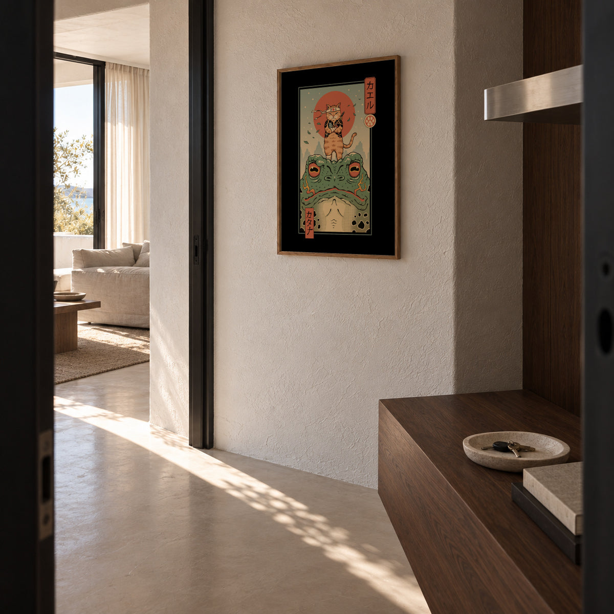 Catana and the Big Frog By Vincent Trinidad Art - Framed poster in an interior