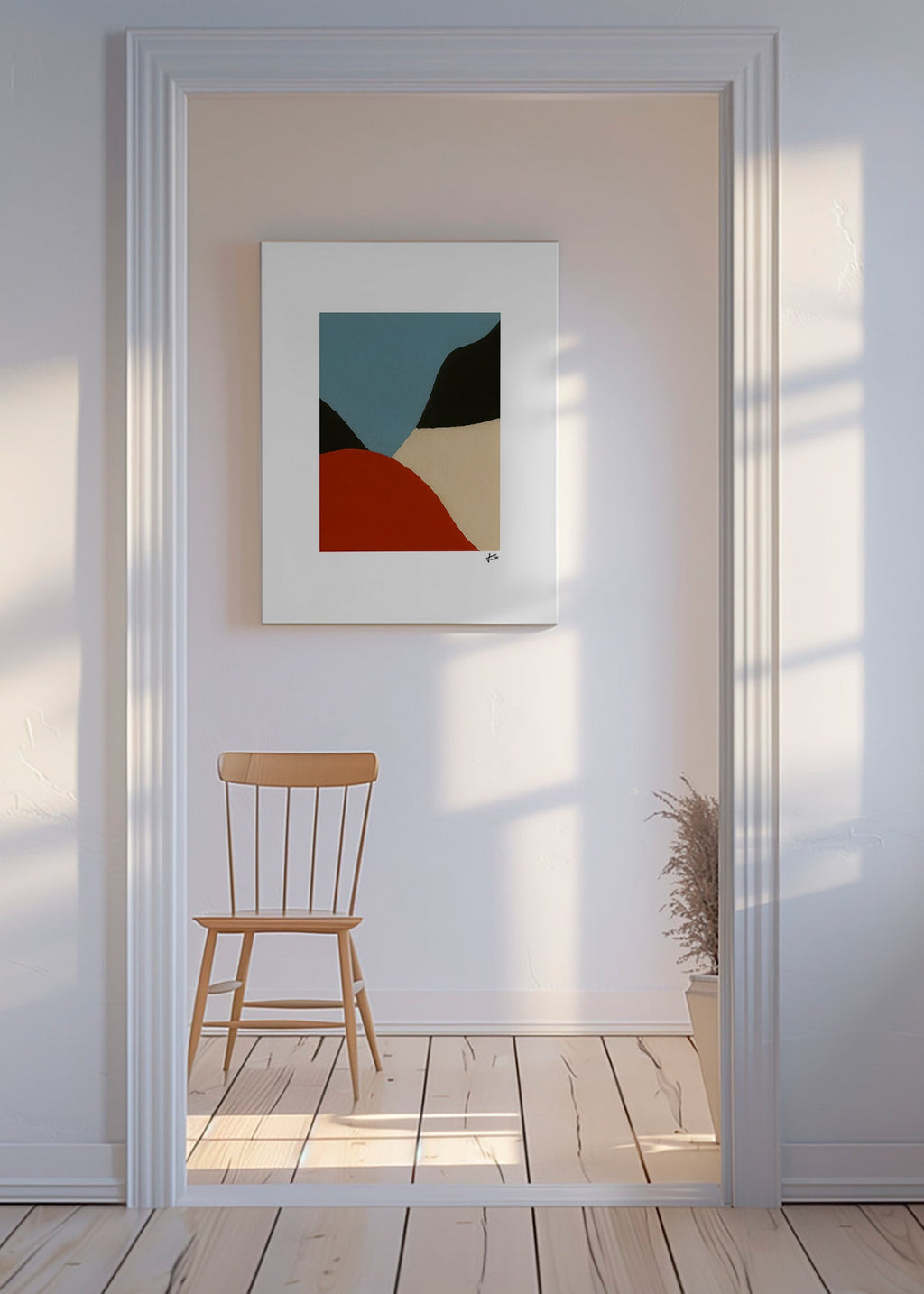 Cuadro abstracto en manchas orgánicas terracota y azul – Canvas