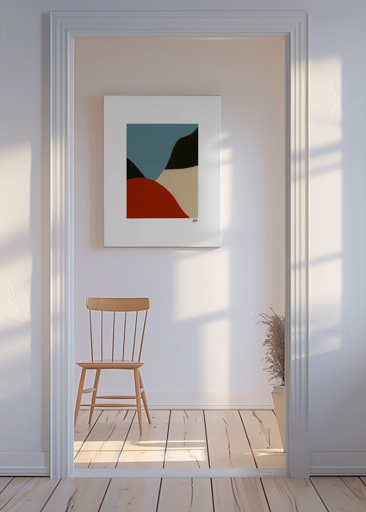 Cuadro abstracto en manchas orgánicas terracota y azul – Canvas