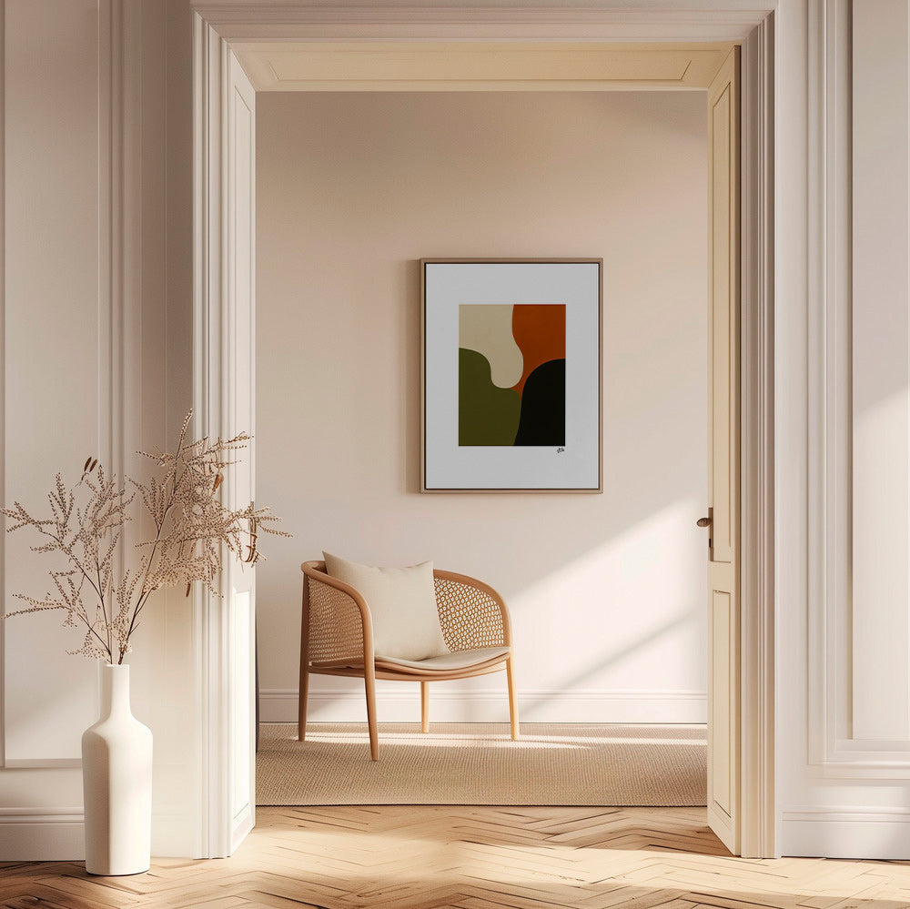 Cuadro minimalista con formas orgánicas oliva – Canvas2