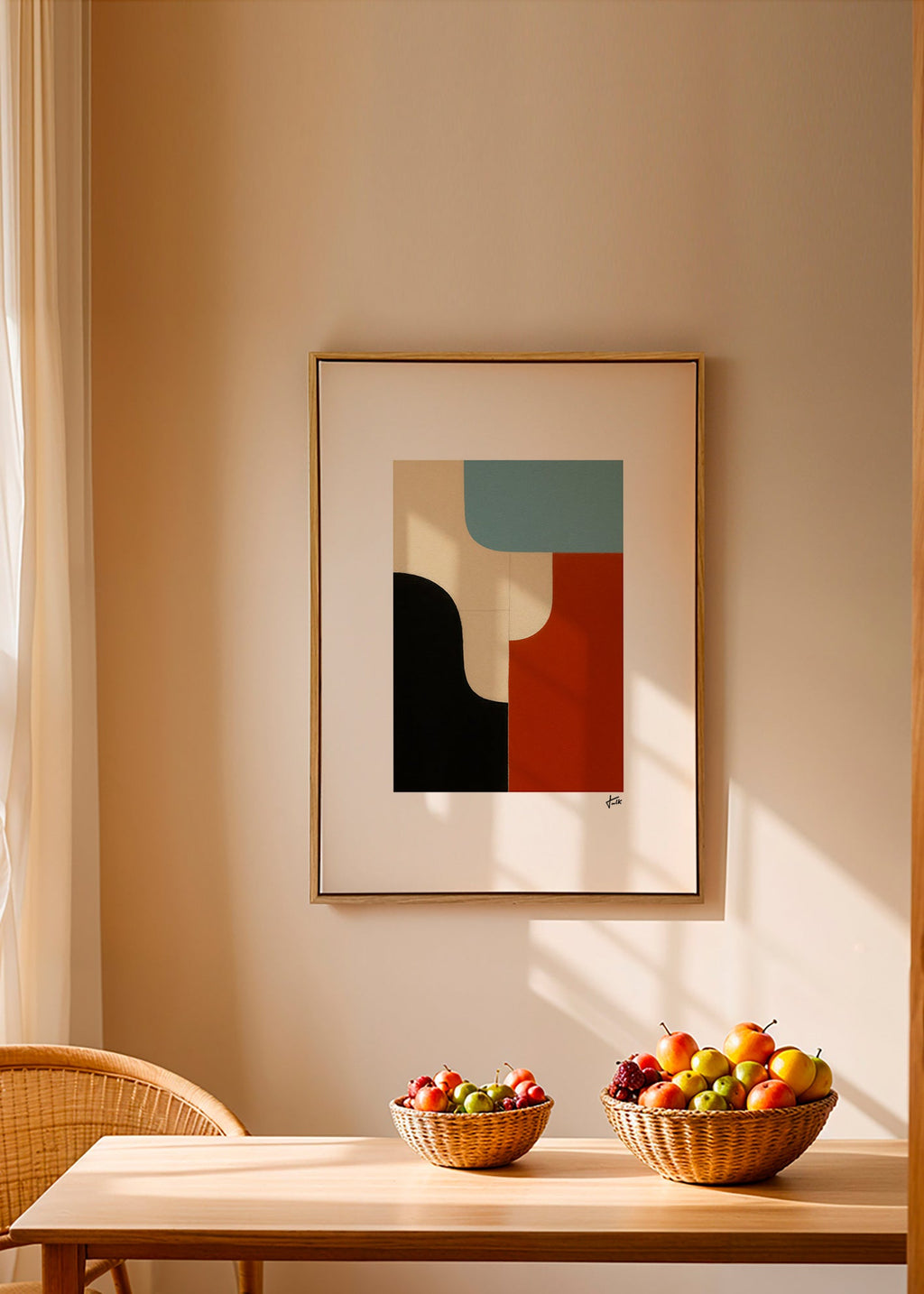 Cuadro geométrico modular con curvas orgánicas – Canvas1