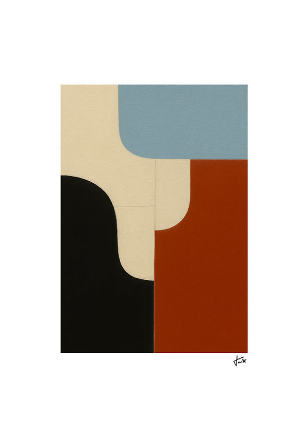 Cuadro geométrico modular con curvas orgánicas