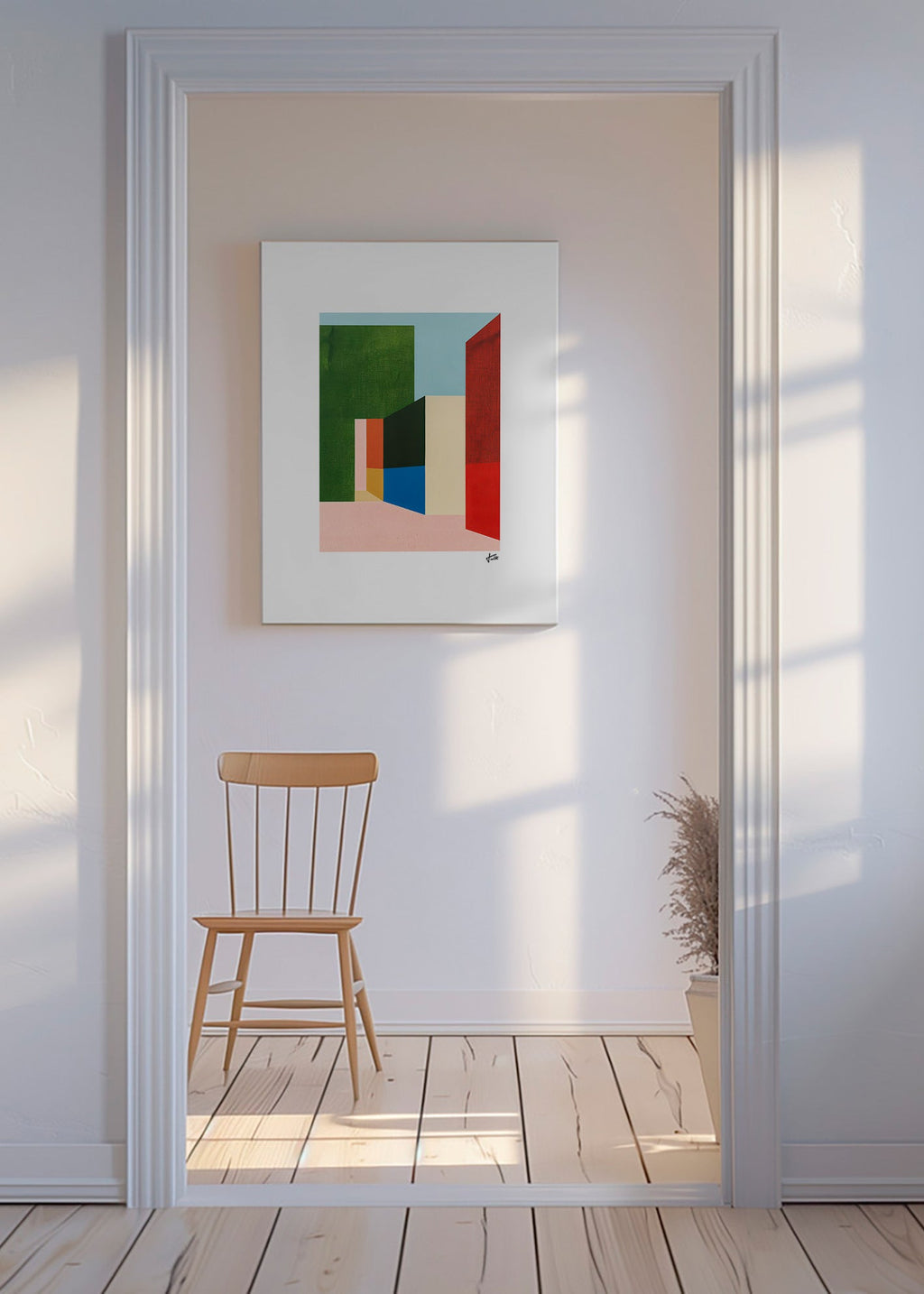 Cuadro geométrico con volúmenes coloreados – Canvas