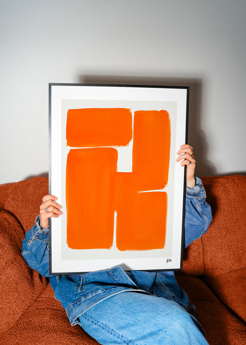 Cuadro geométrico con bloques naranjas – Product1