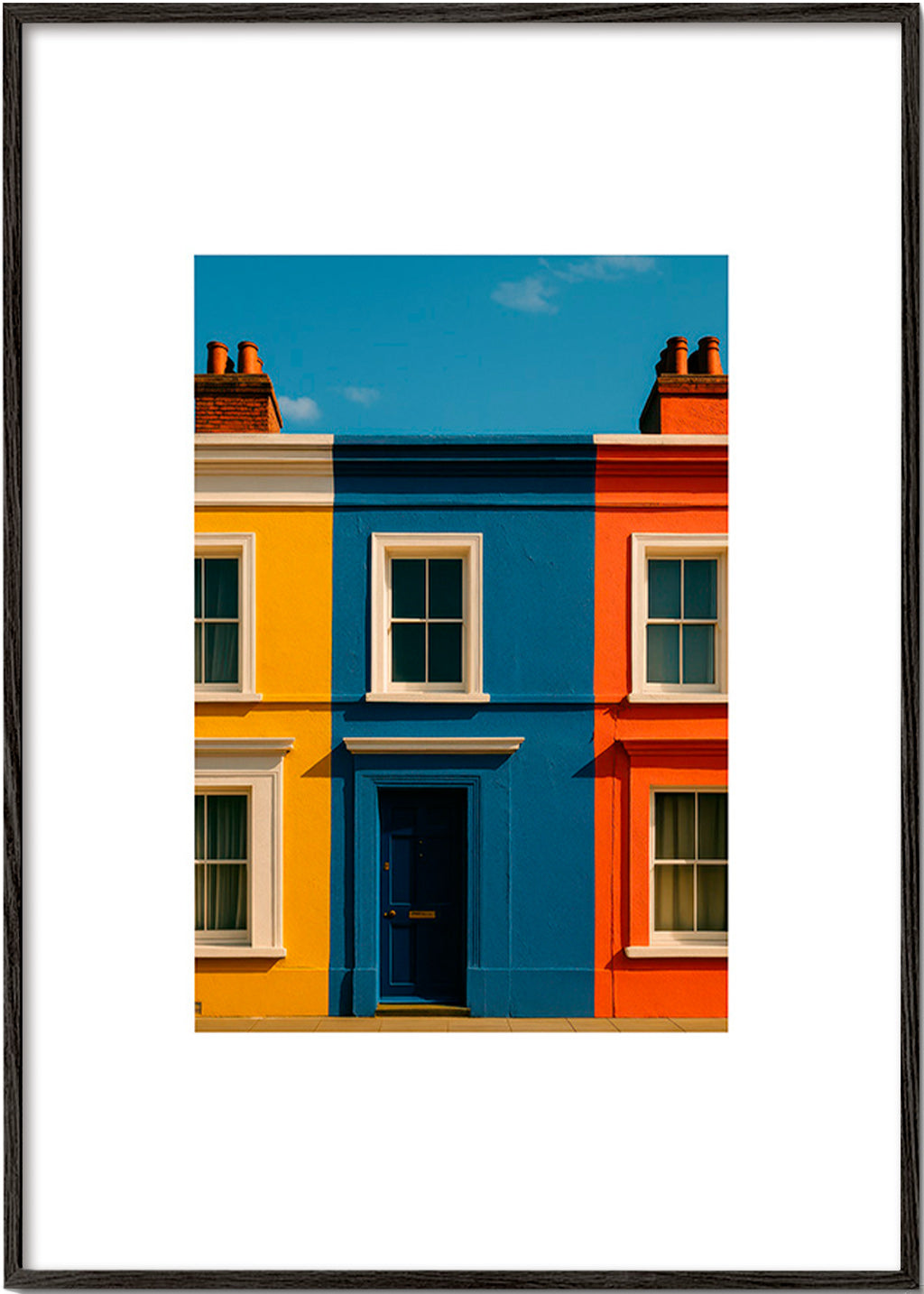 Cuadro de ciudades con fachada a tres colores – Black Frame