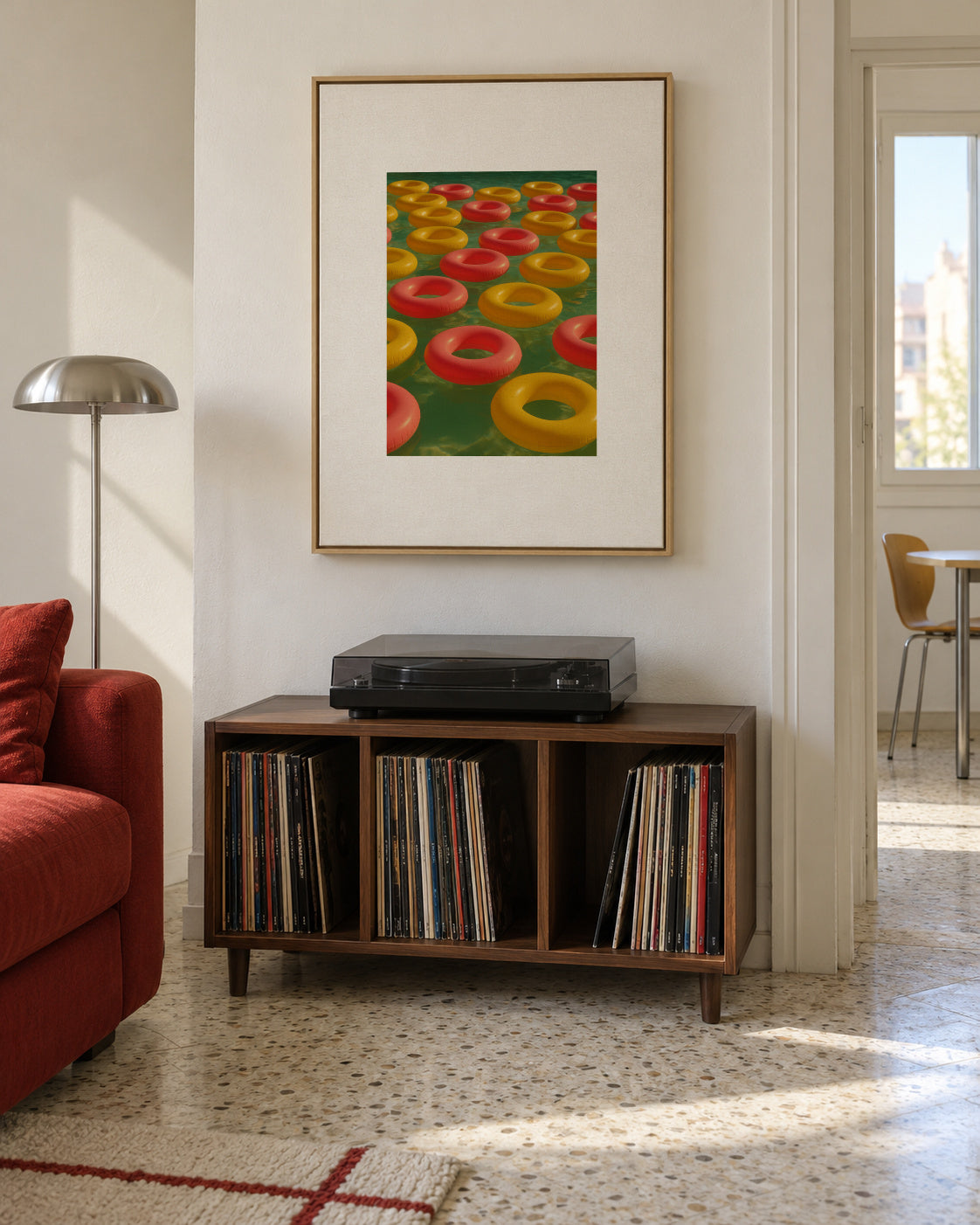 Floating Rings - Framed canvas in an interior