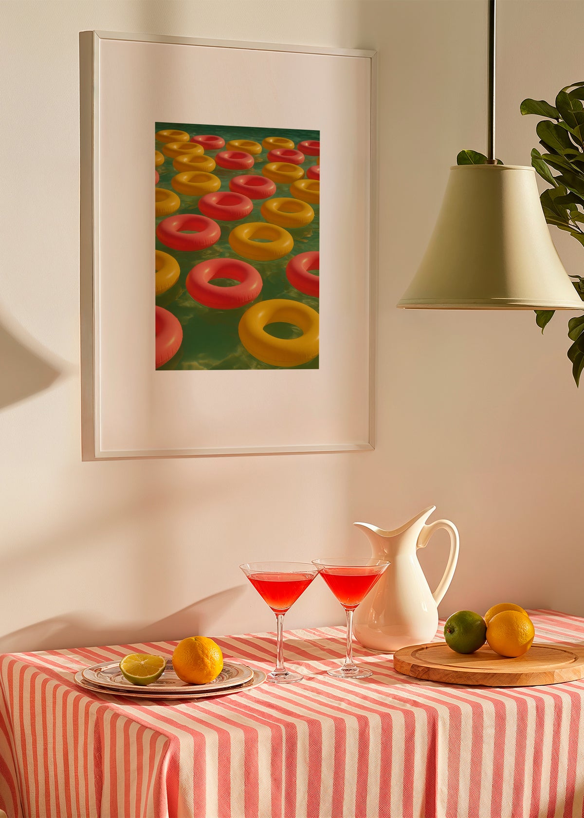 Floating Rings - Framed poster in an interior