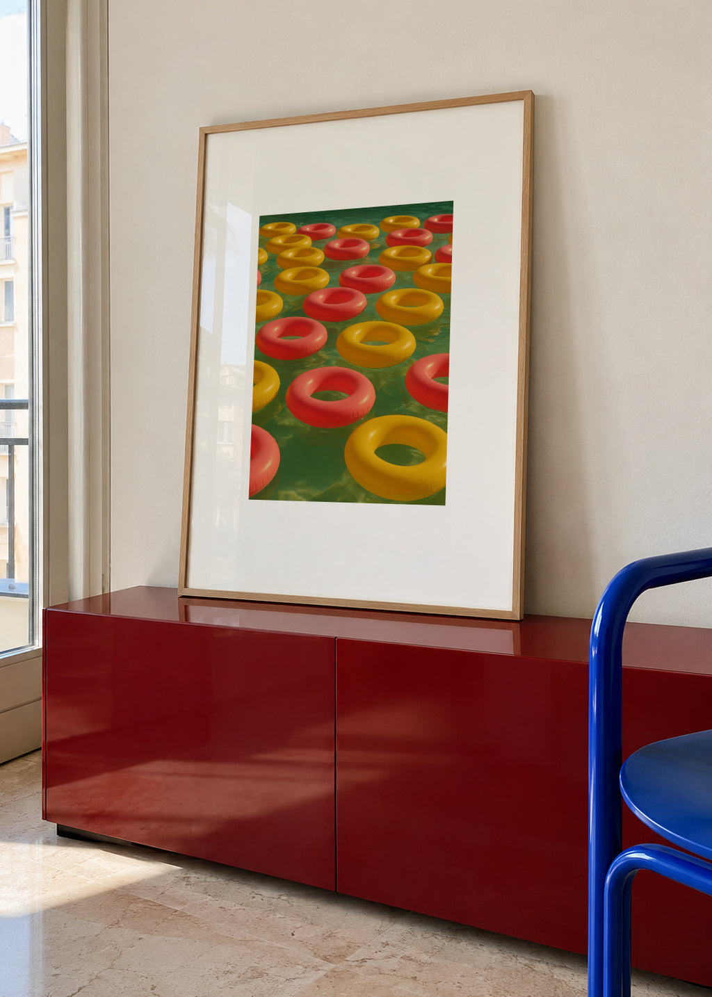 Floating Rings - Framed poster in an interior