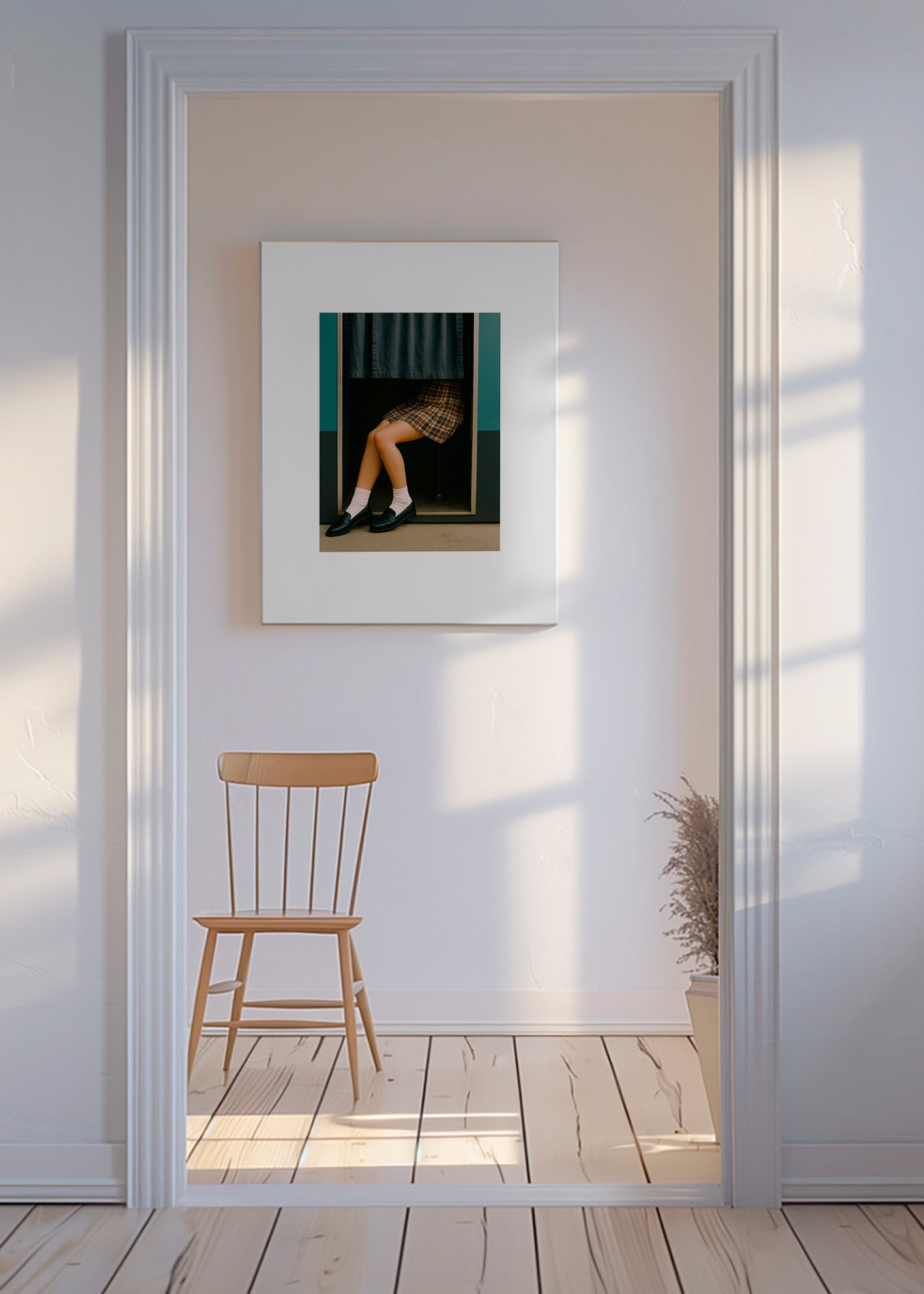 Fotografía editorial de piernas en cabina – Canvas