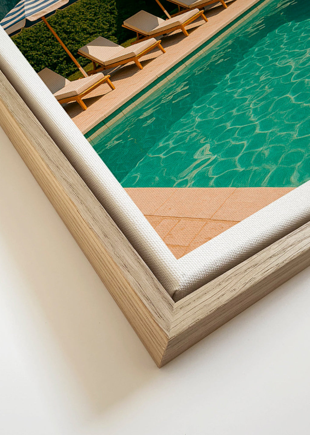 Fotografía de piscina con sombrillas y tumbonas – Canvas detail