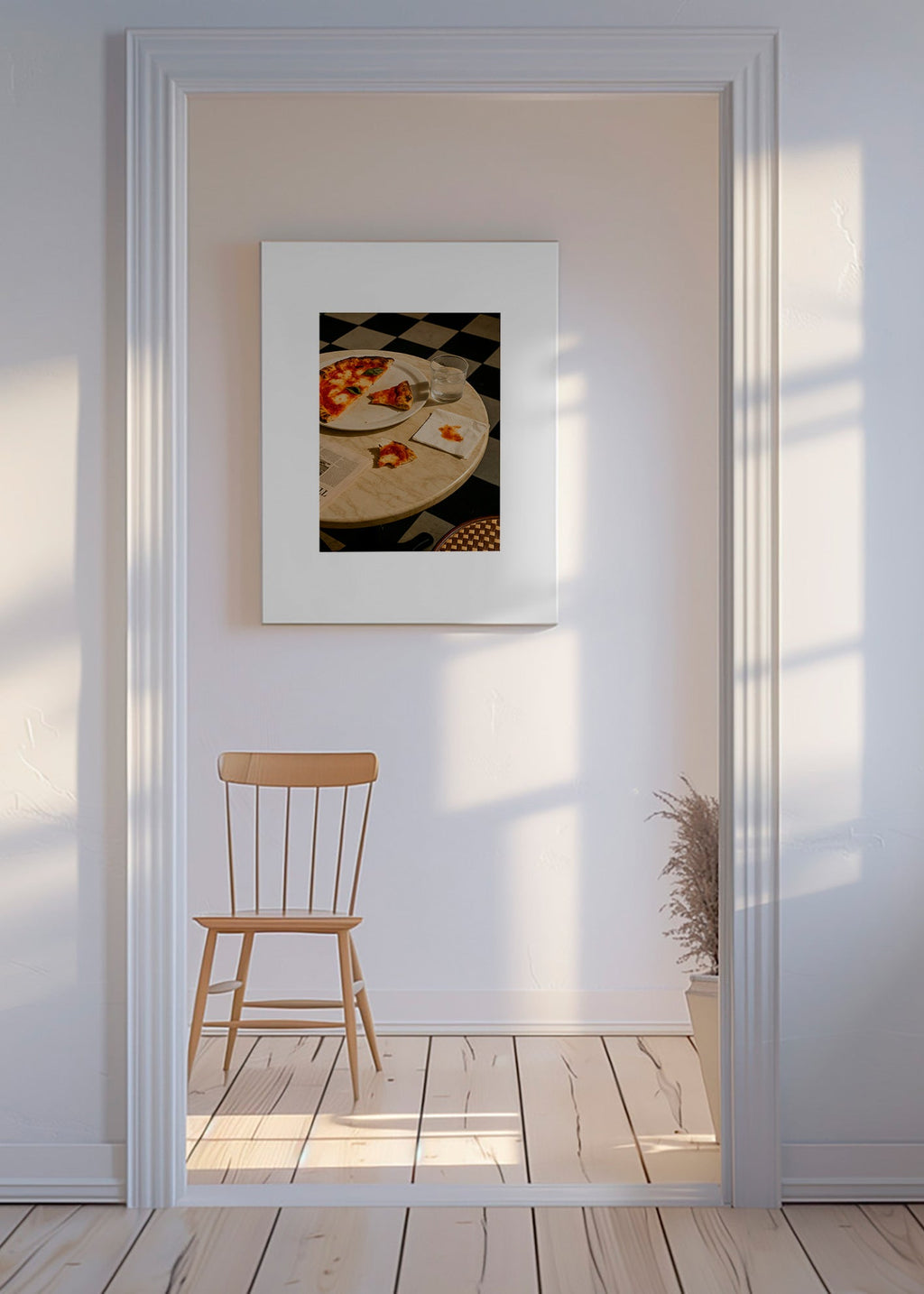 Cuadro de cocina con pizza sobre mármol – Canvas