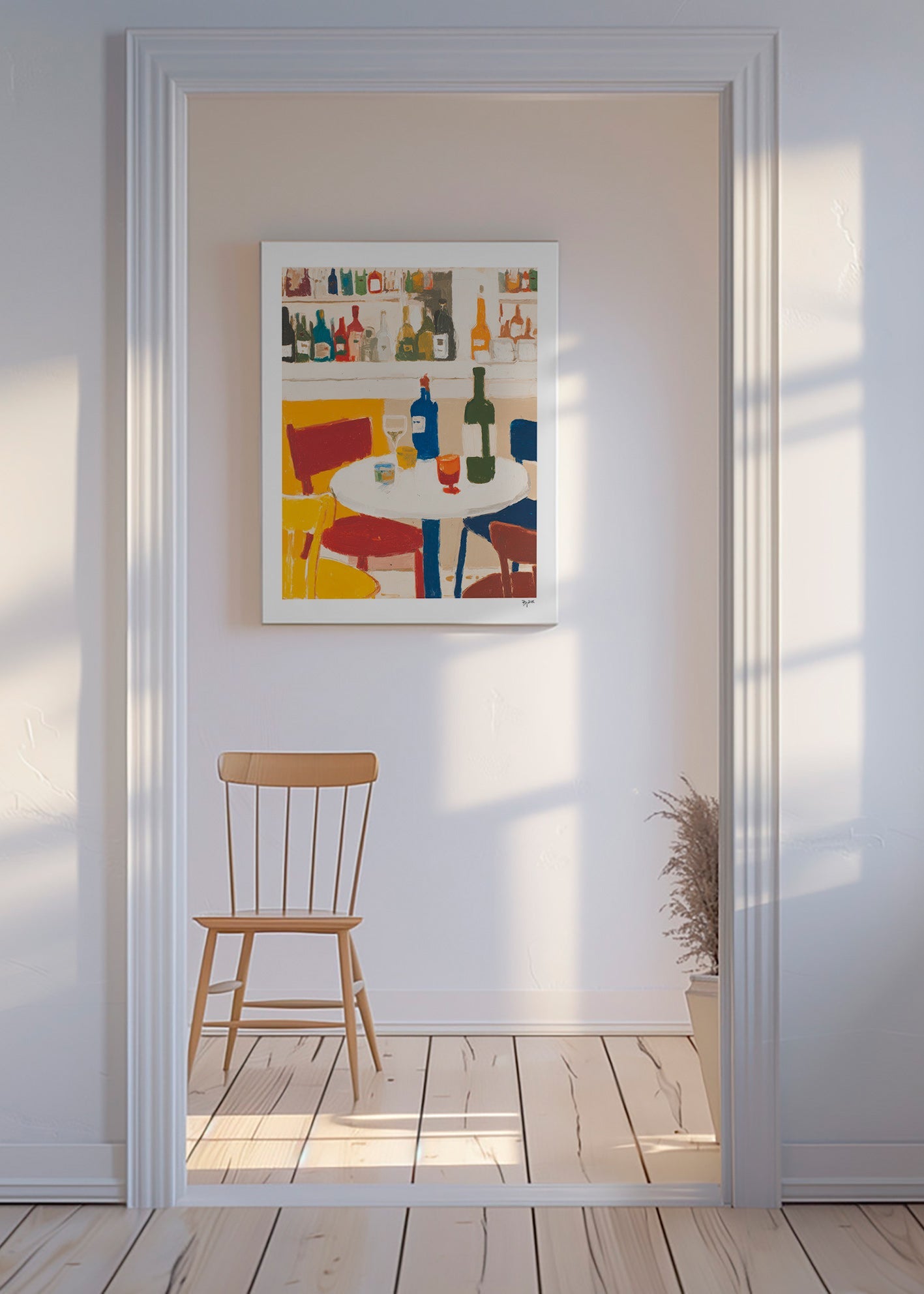 Cuadro de cocina con bistró y botellas – Canvas