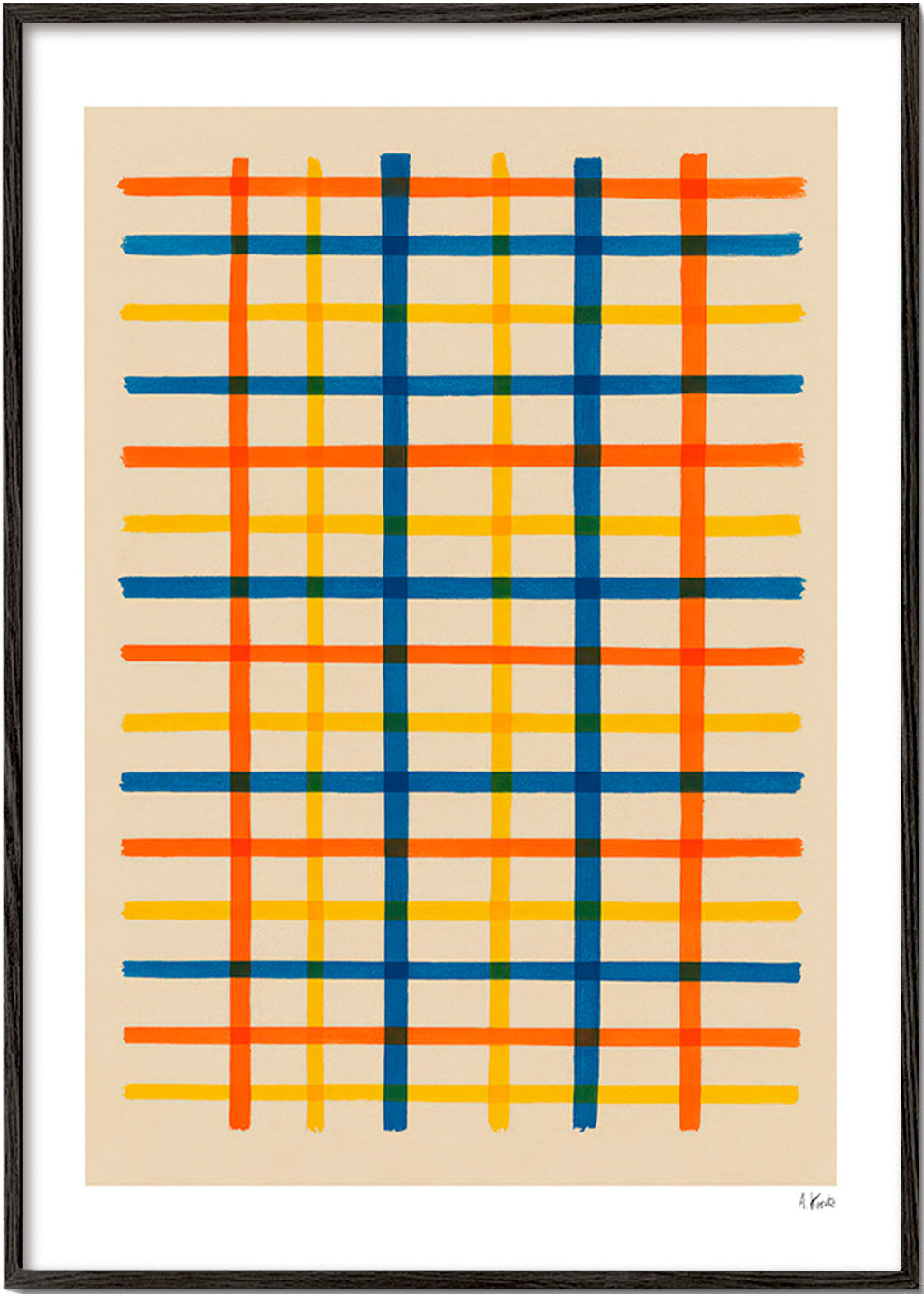 Cuadro geométrico rejilla de colores – Black Frame