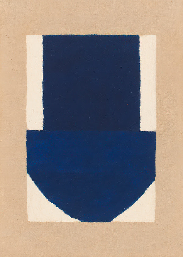 Cuadro geométrico azul y beige