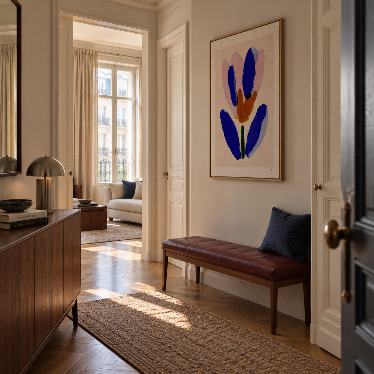 Blue Bloom - Framed canvas in an interior
