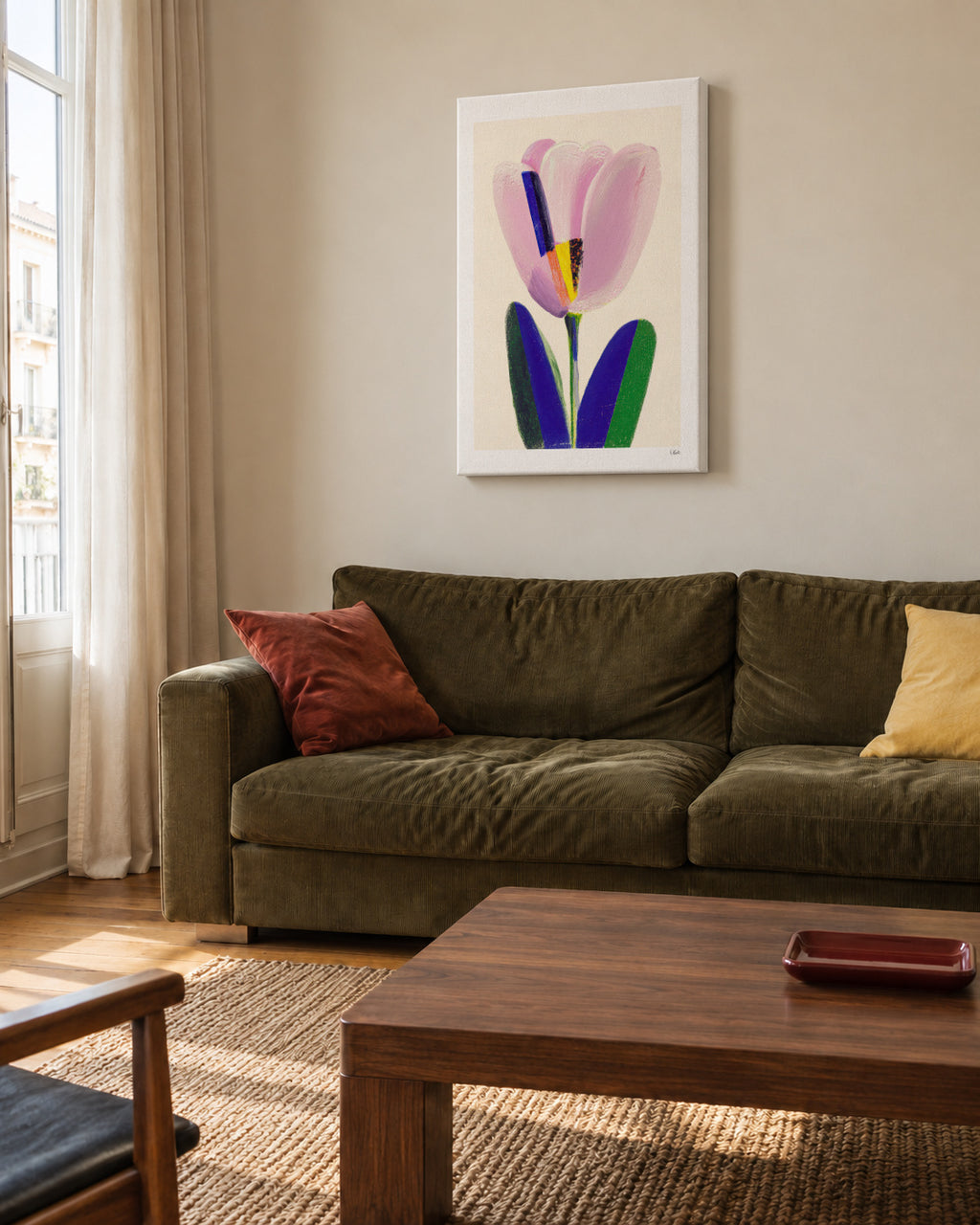 Soft Tulip - Unframed canvas in an interior