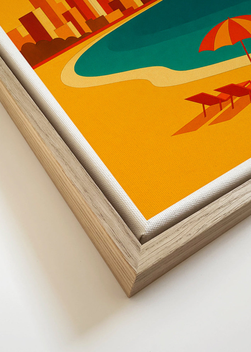 Cuadro de ciudades: playa con sombrilla retro – Canvas detail