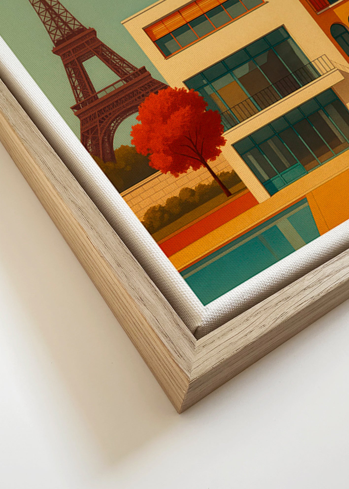 Cuadro de ciudades con casa moderna y Torre Eiffel – Canvas detail