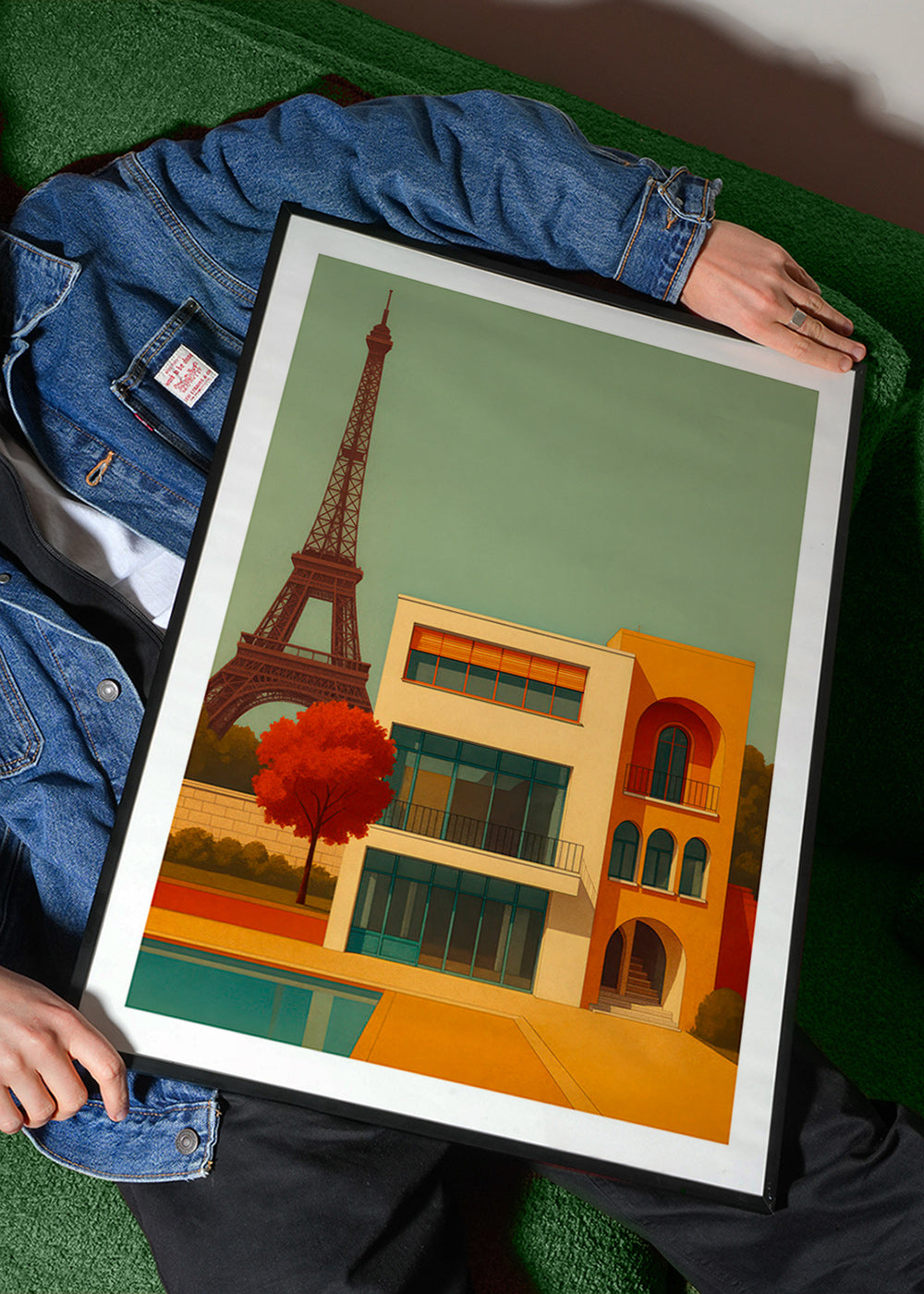 Cuadro de ciudades con casa moderna y Torre Eiffel – Product3