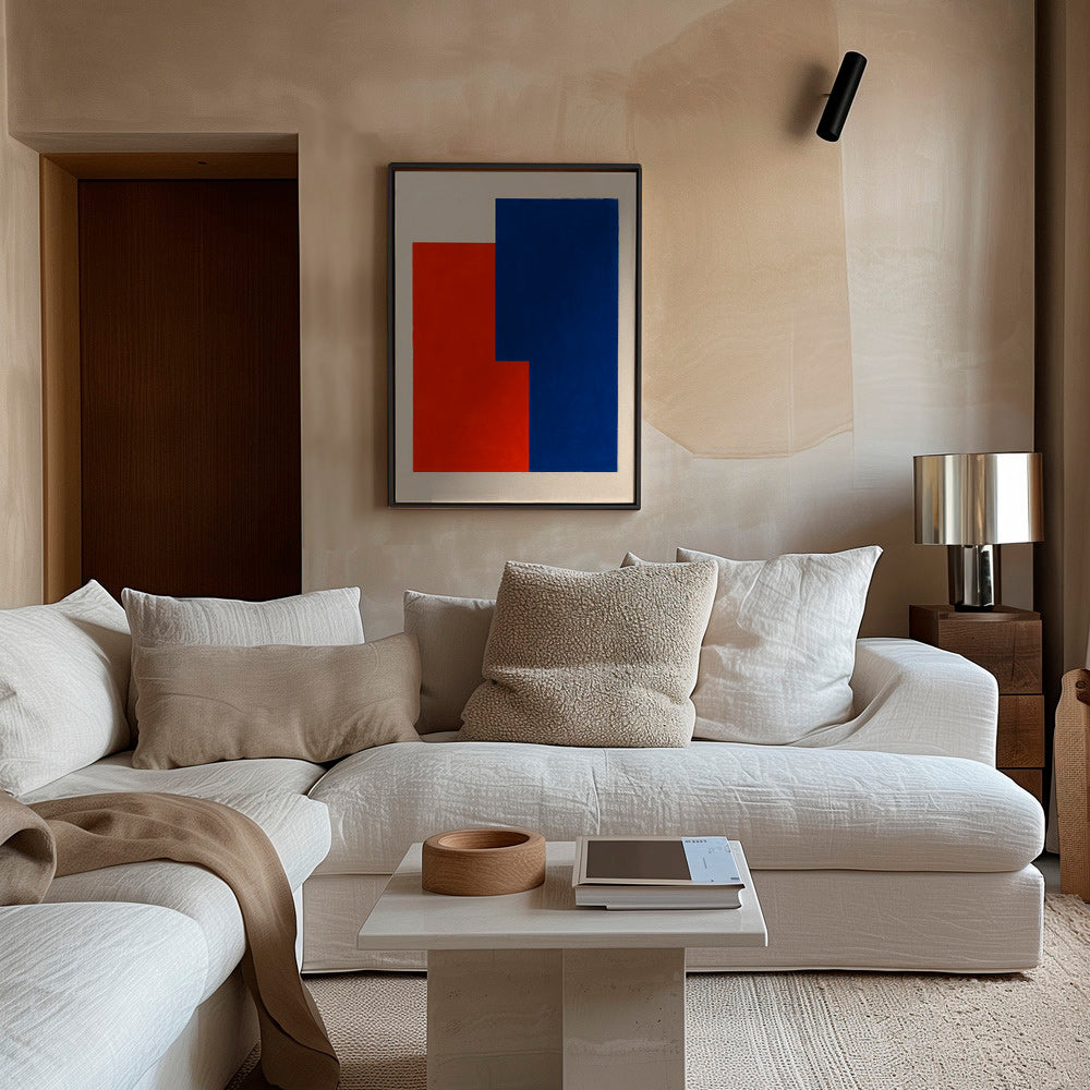 Cuadro abstracto de bloques rojos y azules – Canvas2