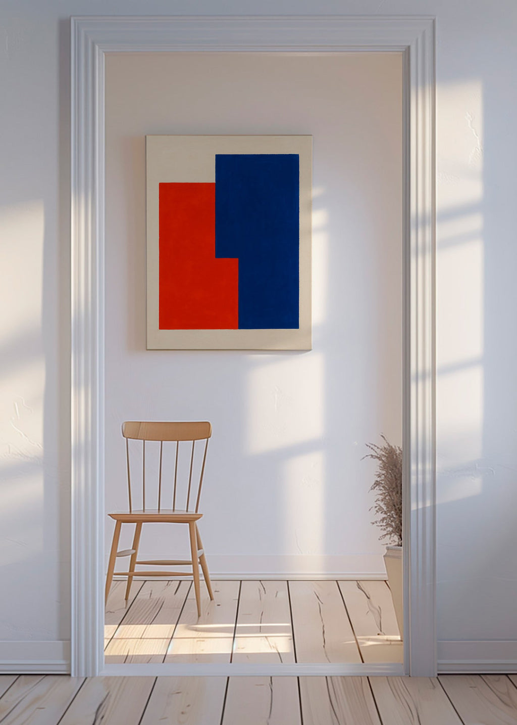 Cuadro abstracto de bloques rojos y azules – Canvas