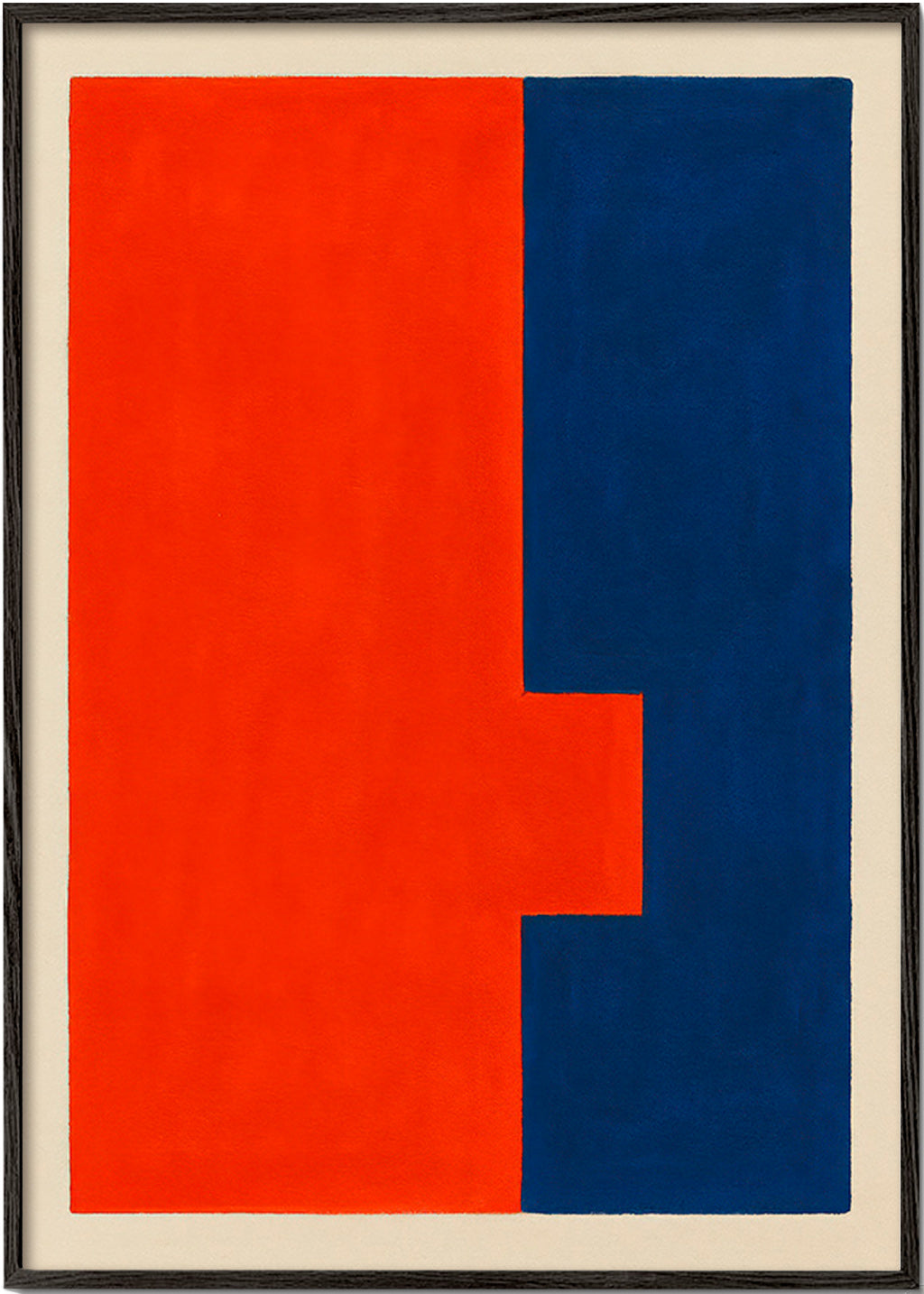 Cuadro abstracto vertical rojo y azul – Black Frame