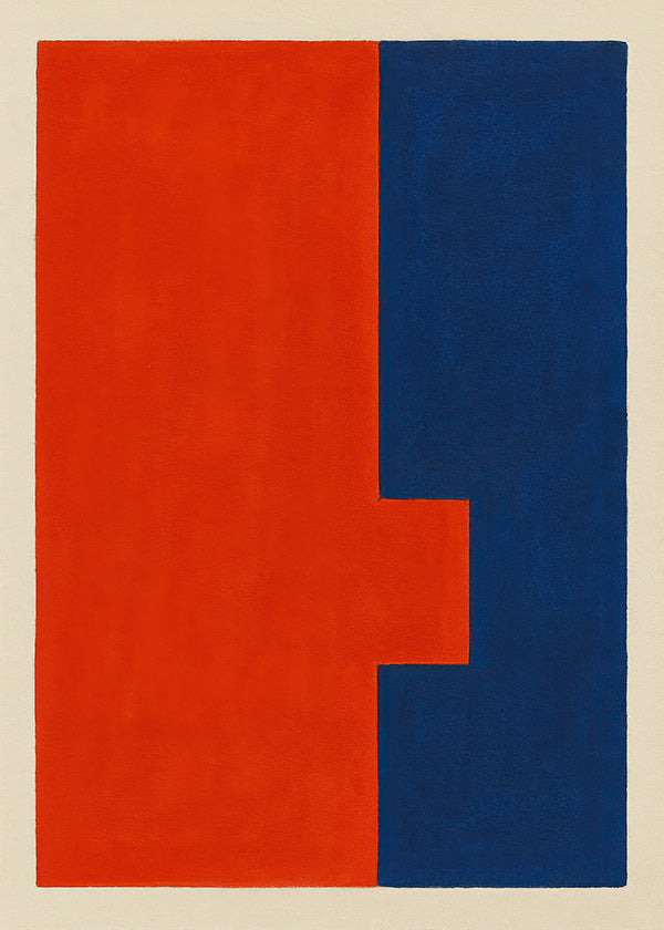 Cuadro abstracto vertical rojo y azul