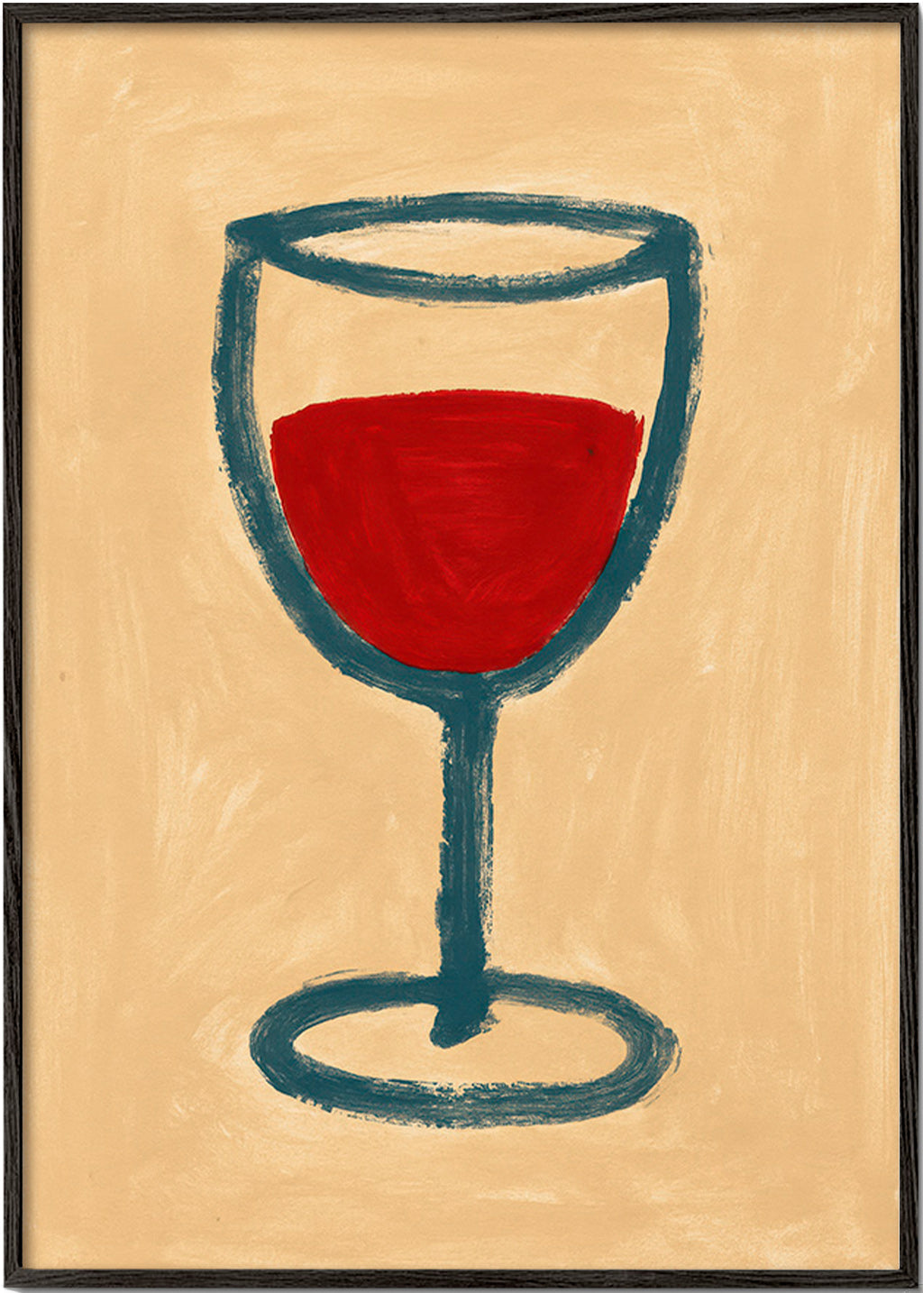 Cuadro de cocina con copa de vino minimalista – Black Frame