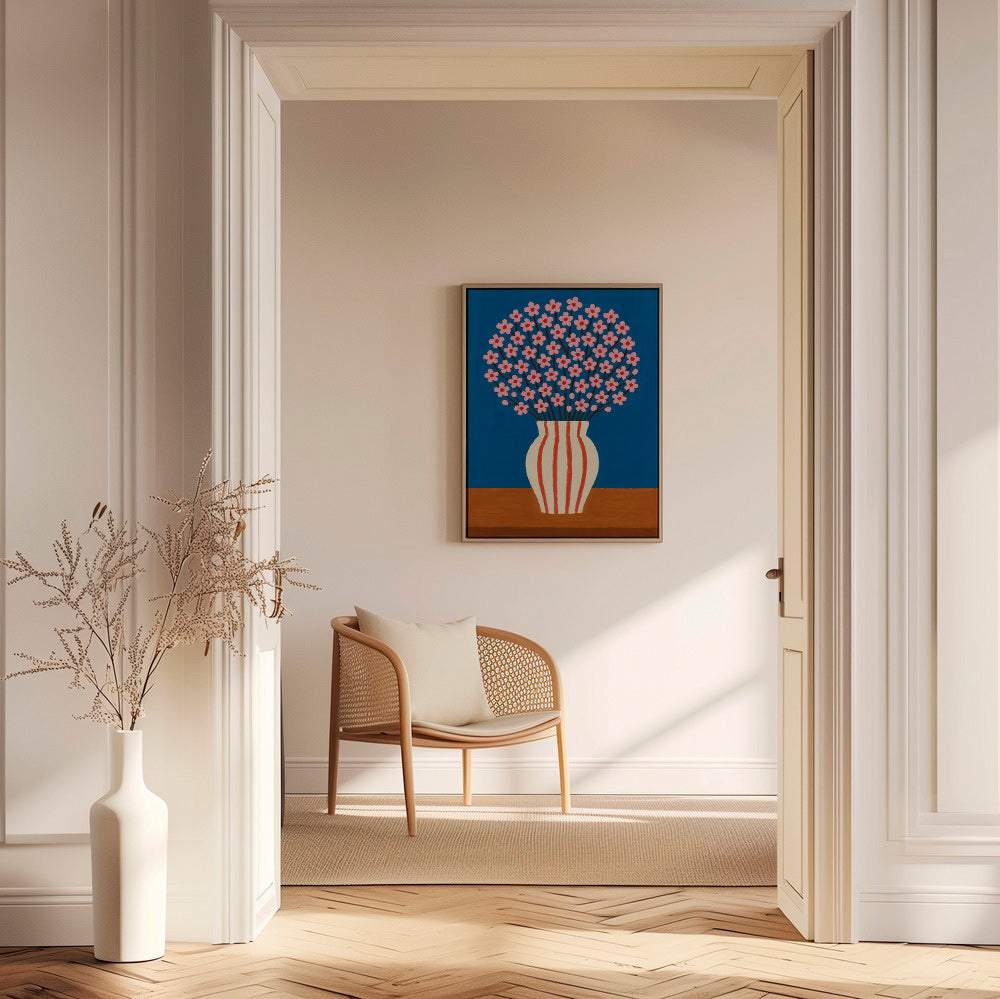 Lámina botánica: jarrón con flores rosas – Canvas1