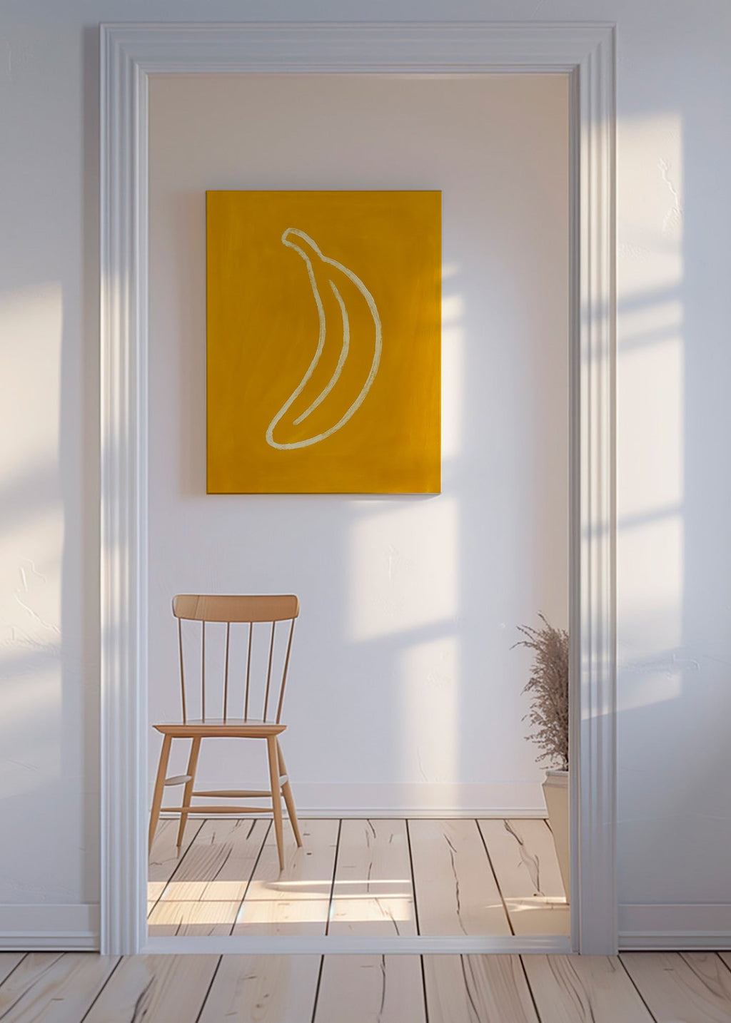 Cuadro de cocina con plátano amarillo minimalista – Canvas