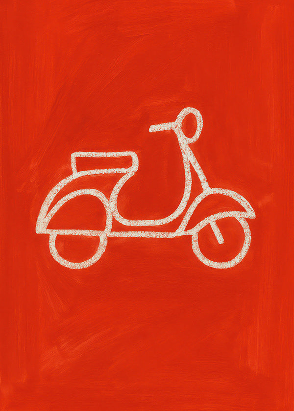 Ilustración scooter rojo minimal