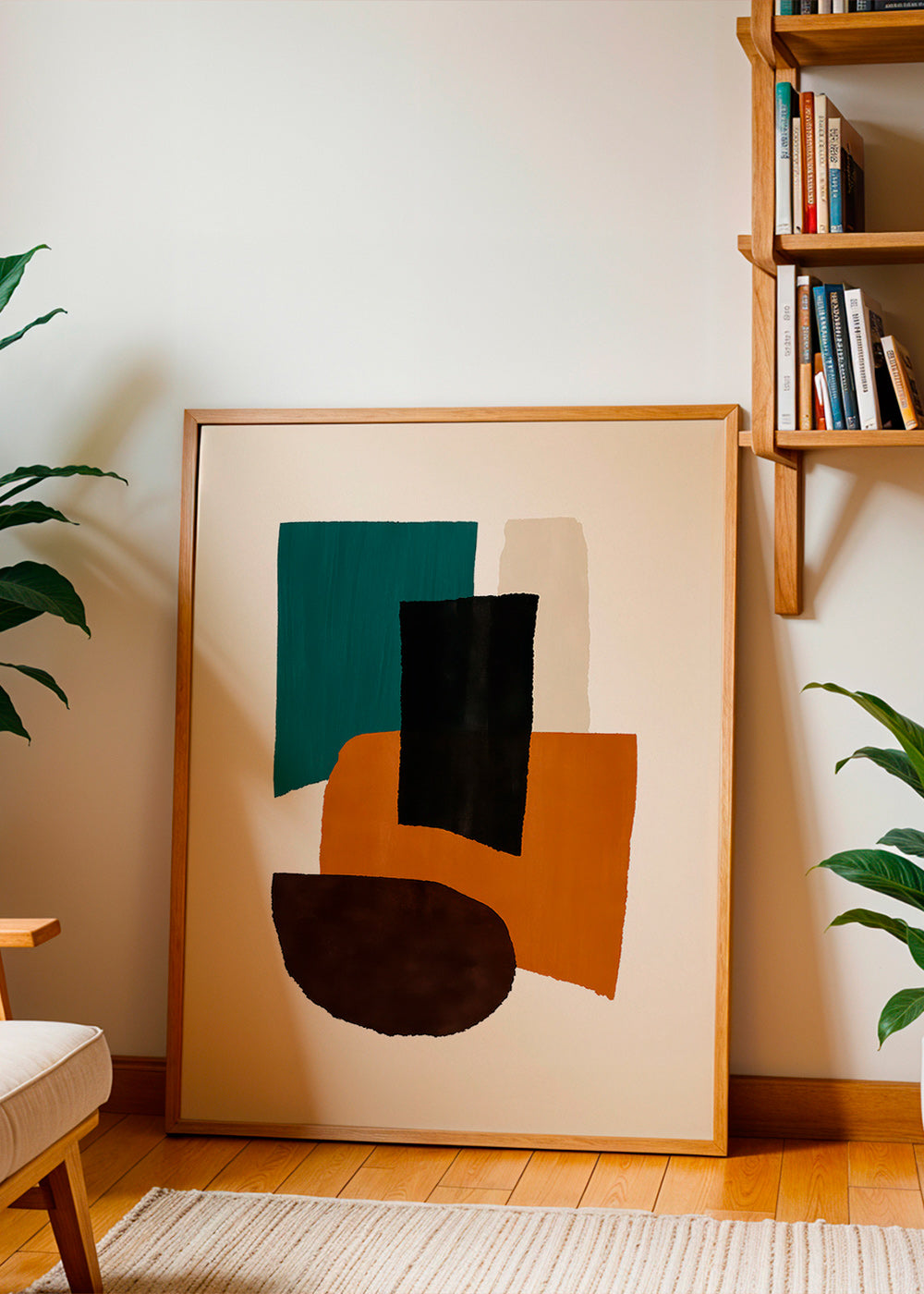 Cuadro abstracto con bloques terrosos – Product1