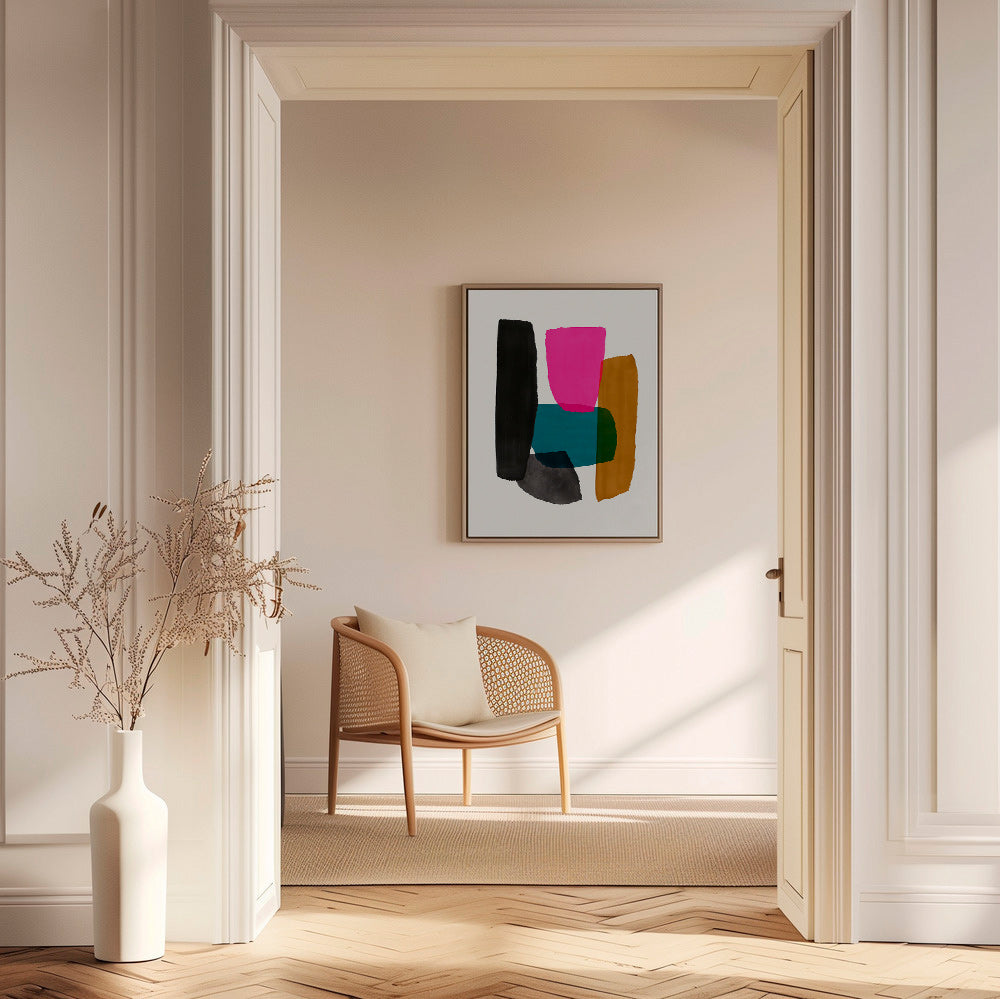 Cuadro abstracto magenta con gestos orgánicos – Canvas2