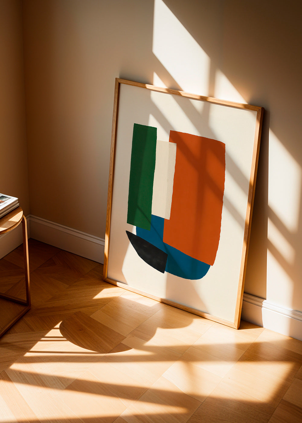 Cuadro abstracto con bloques terracota y azul – Product3