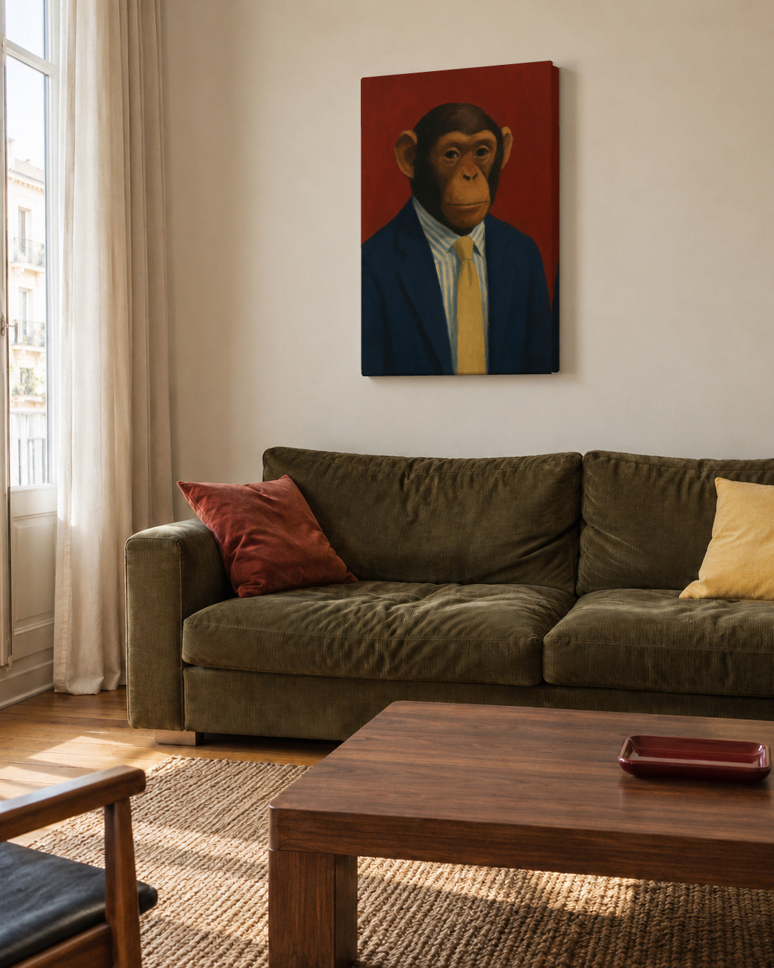 CEO Chimpanzee - Unframed canvas in an interior