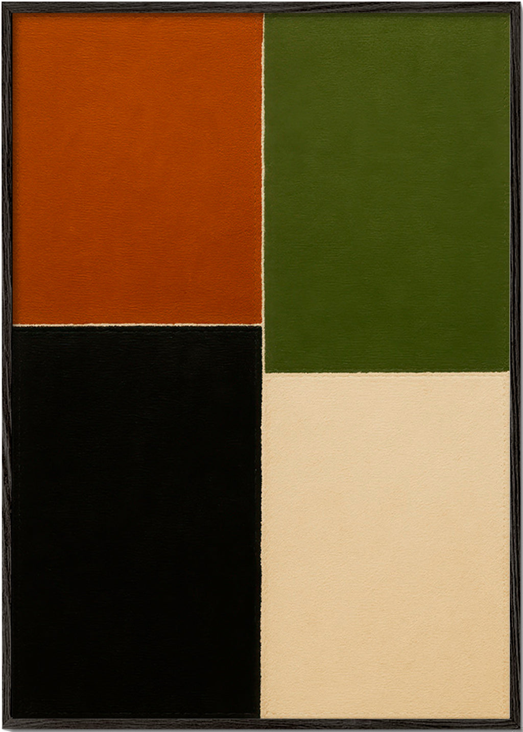 Cuadro geométrico de bloques en tonos tierra – Black Frame