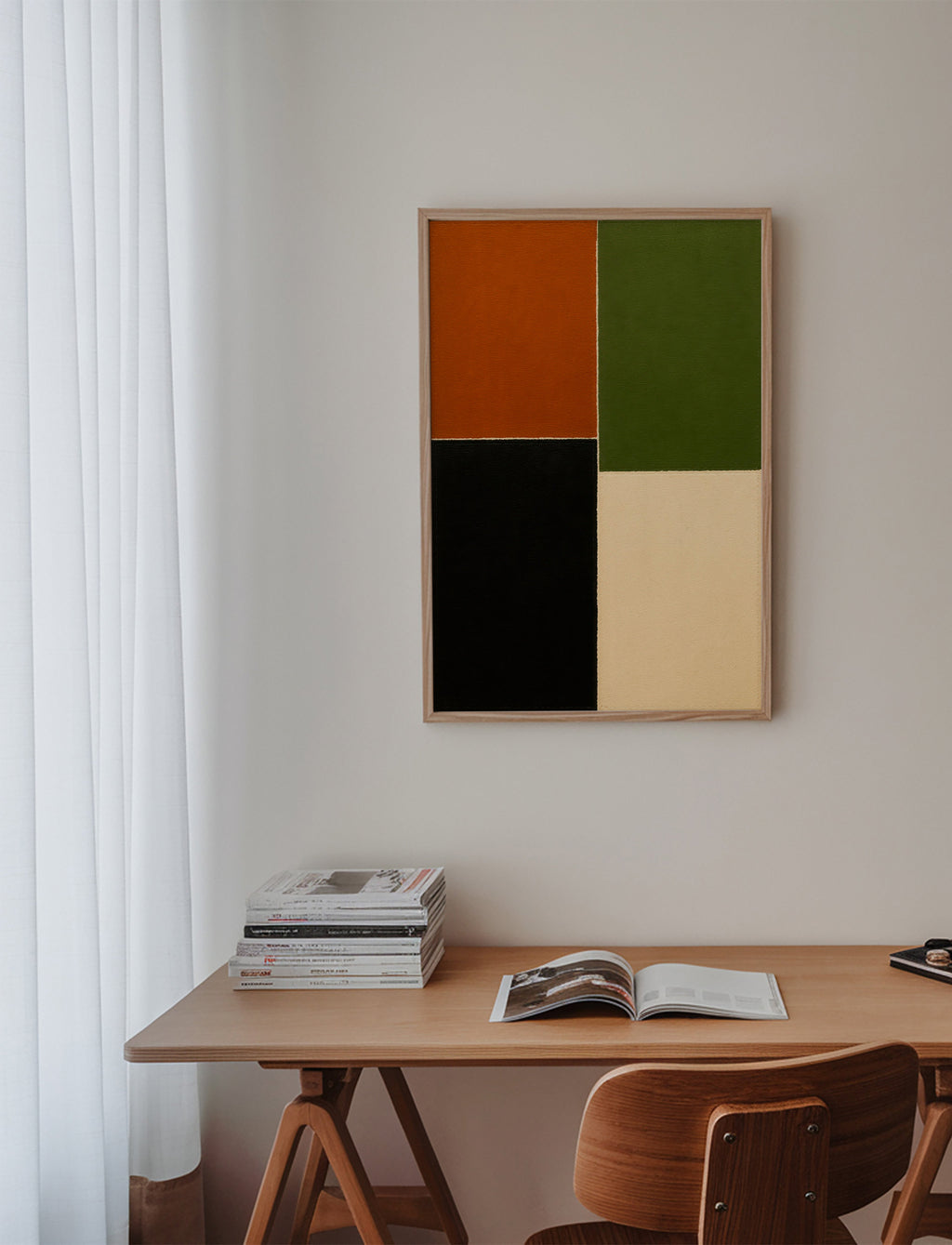 Cuadro geométrico de bloques en tonos tierra – Product2