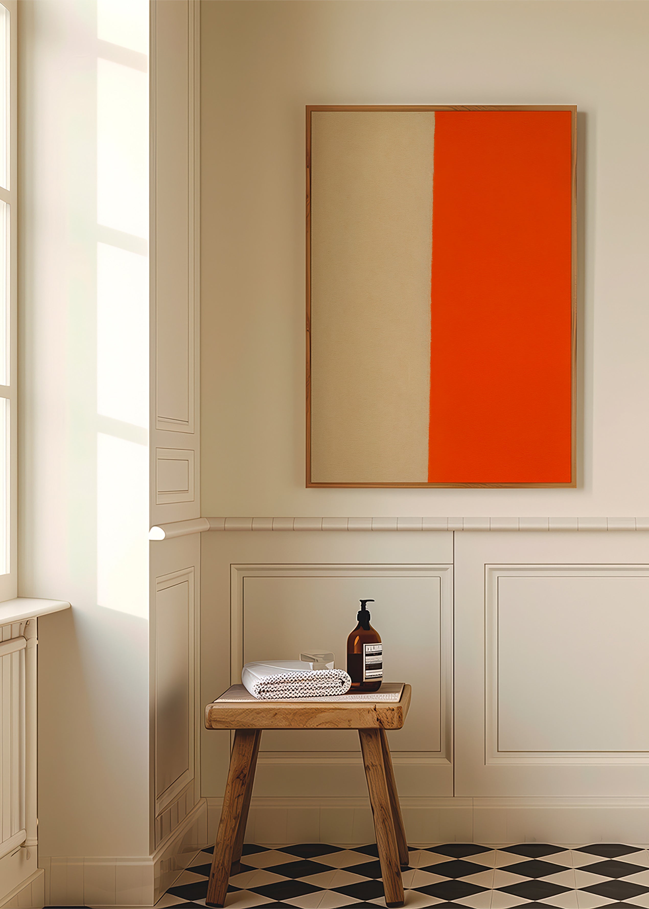 Cuadro minimalista con banda naranja vertical – Product3