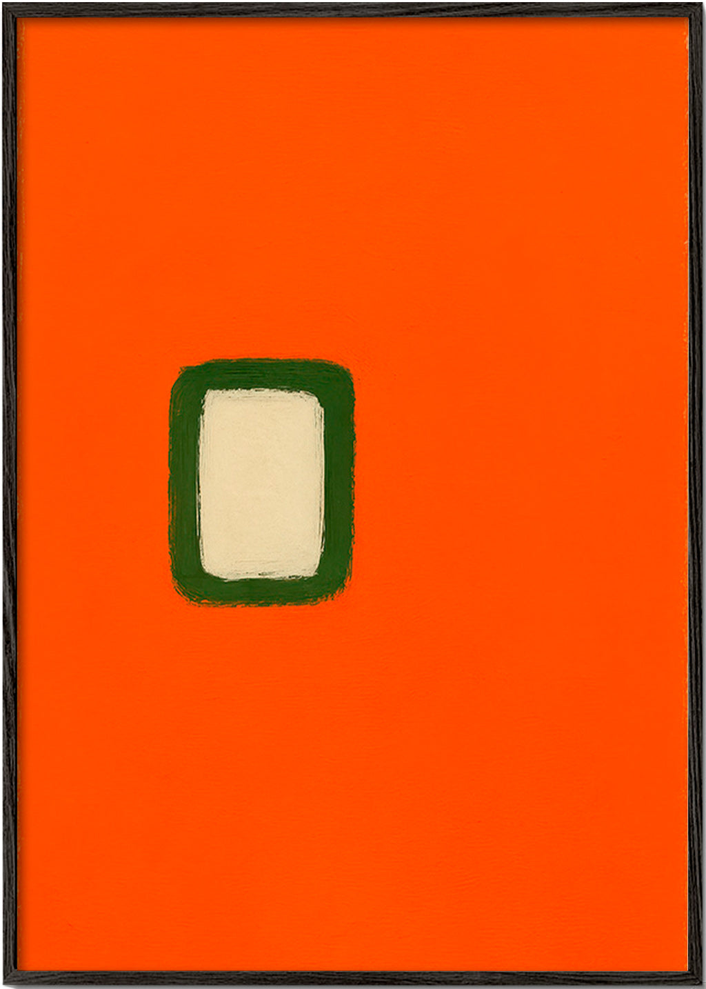 Cuadro minimalista naranja con rectángulo central – Black Frame