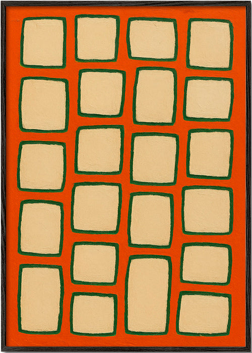 Cuadro geométrico en cuadrícula terracota – Black Frame