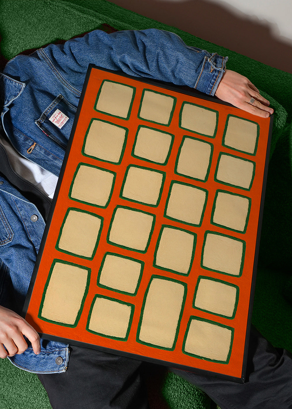 Cuadro geométrico en cuadrícula terracota – Product2