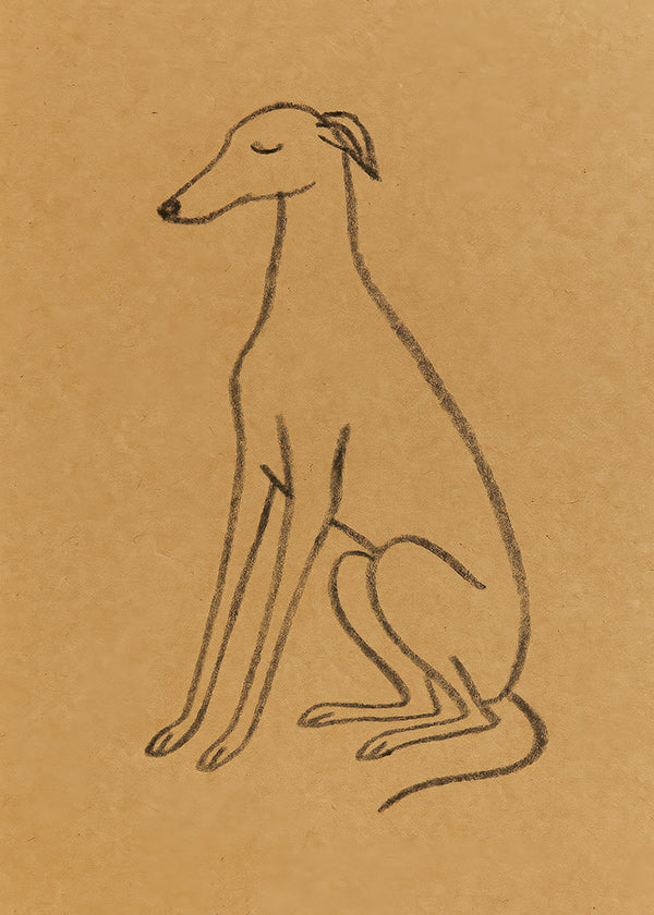 Cuadro silueta de galgo en línea minimal