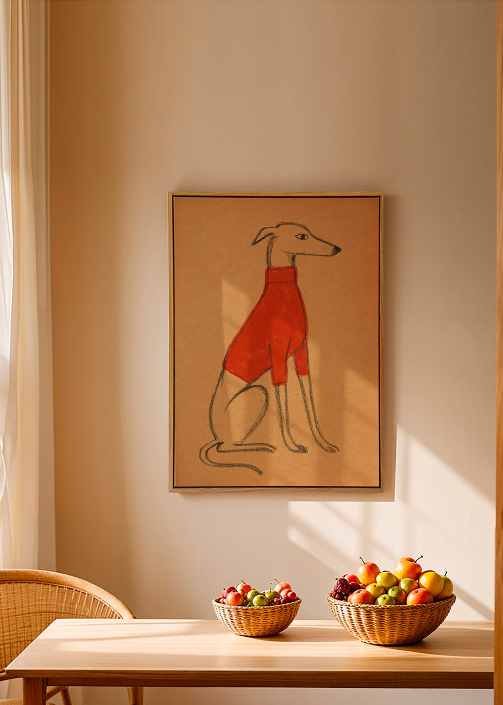 Ilustración de galgo con jersey rojo – Canvas2