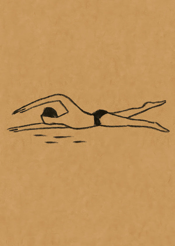 Ilustración nadadora en trazo lineal