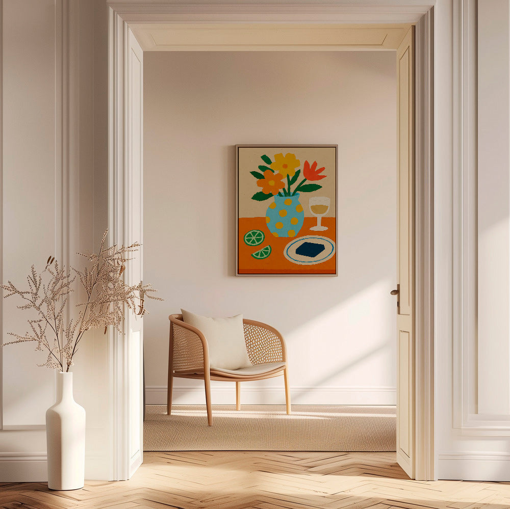 Cuadro de cocina con flores y aperitivo – Canvas2