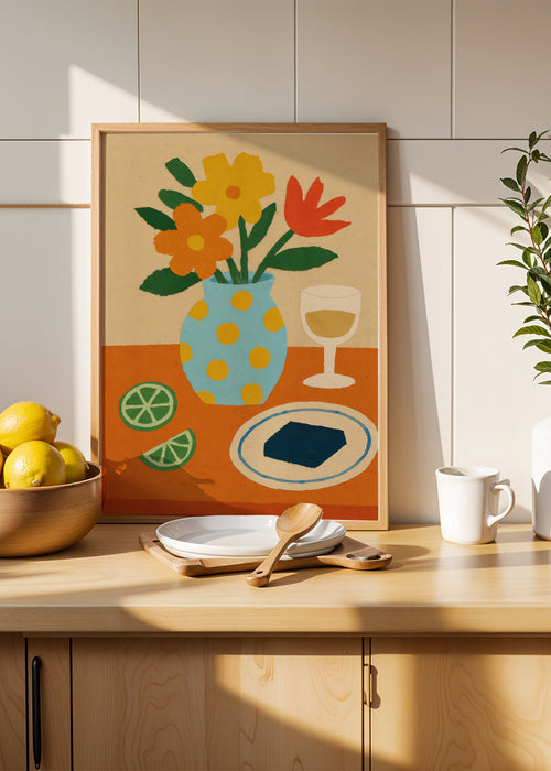Midday Aperitif - Framed poster in an interior