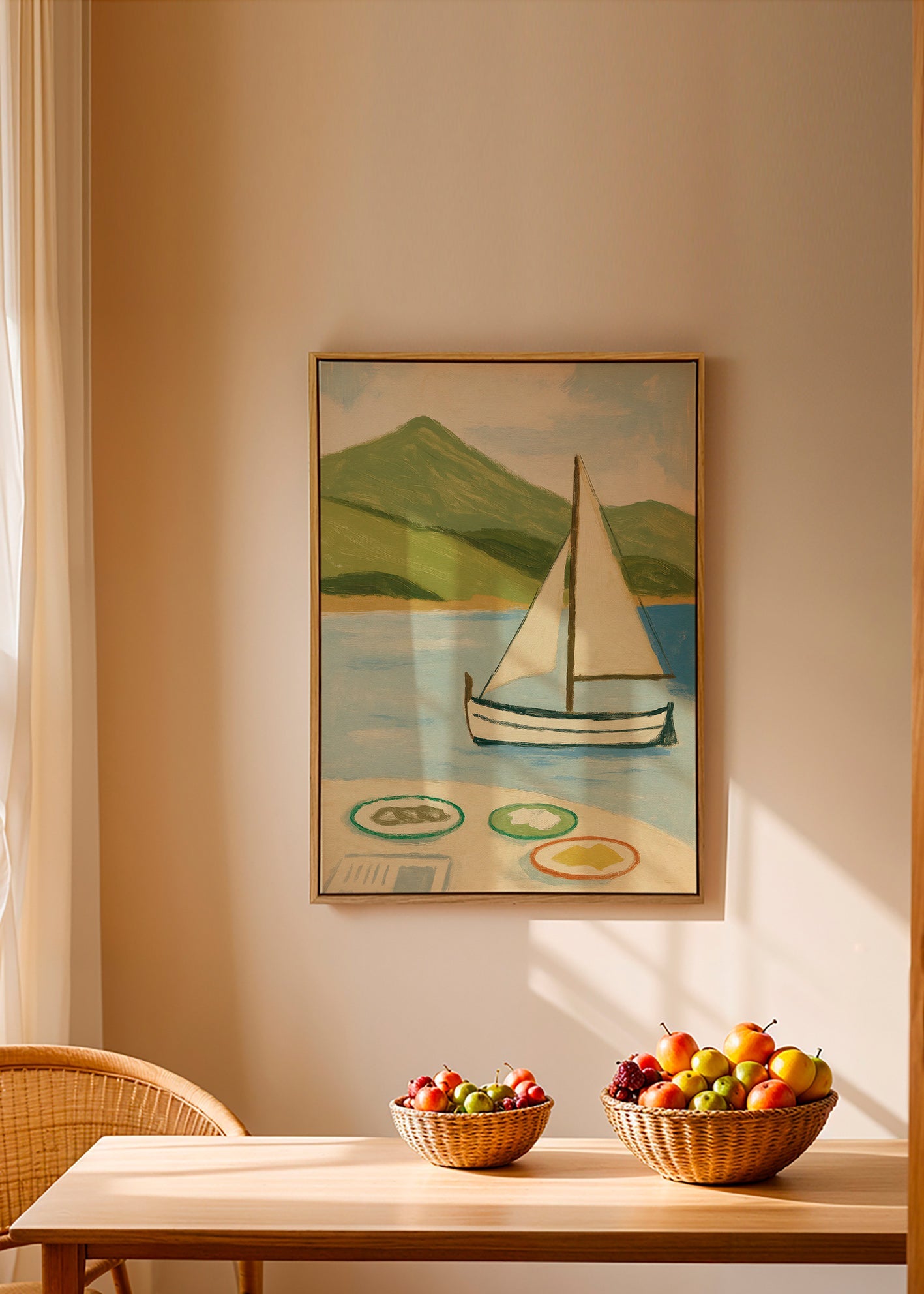 Cuadro de paisaje con vela en lago – Canvas2