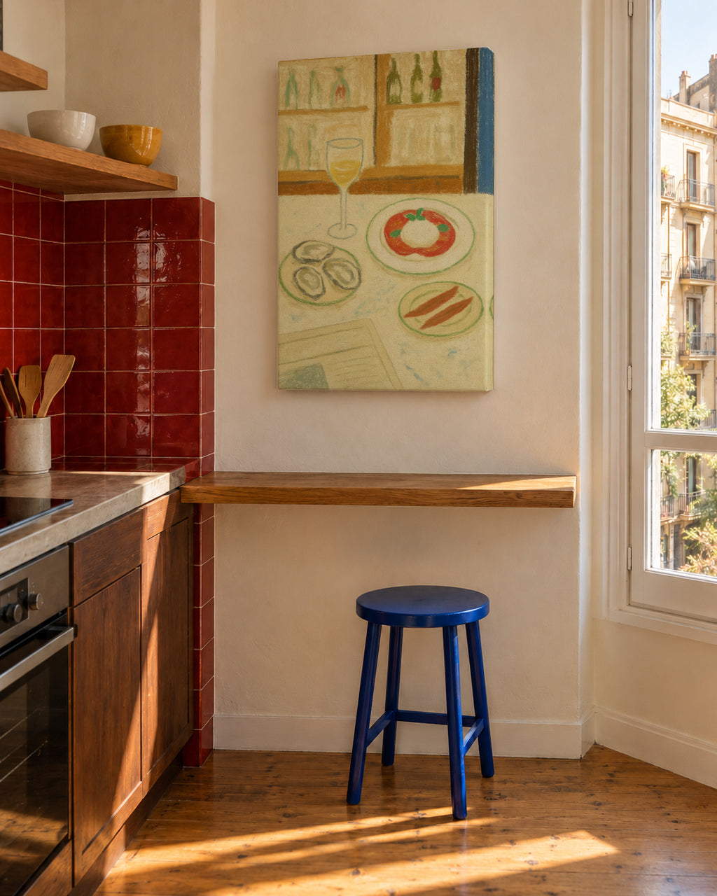 Oysters & Burrata - Unframed canvas in an interior