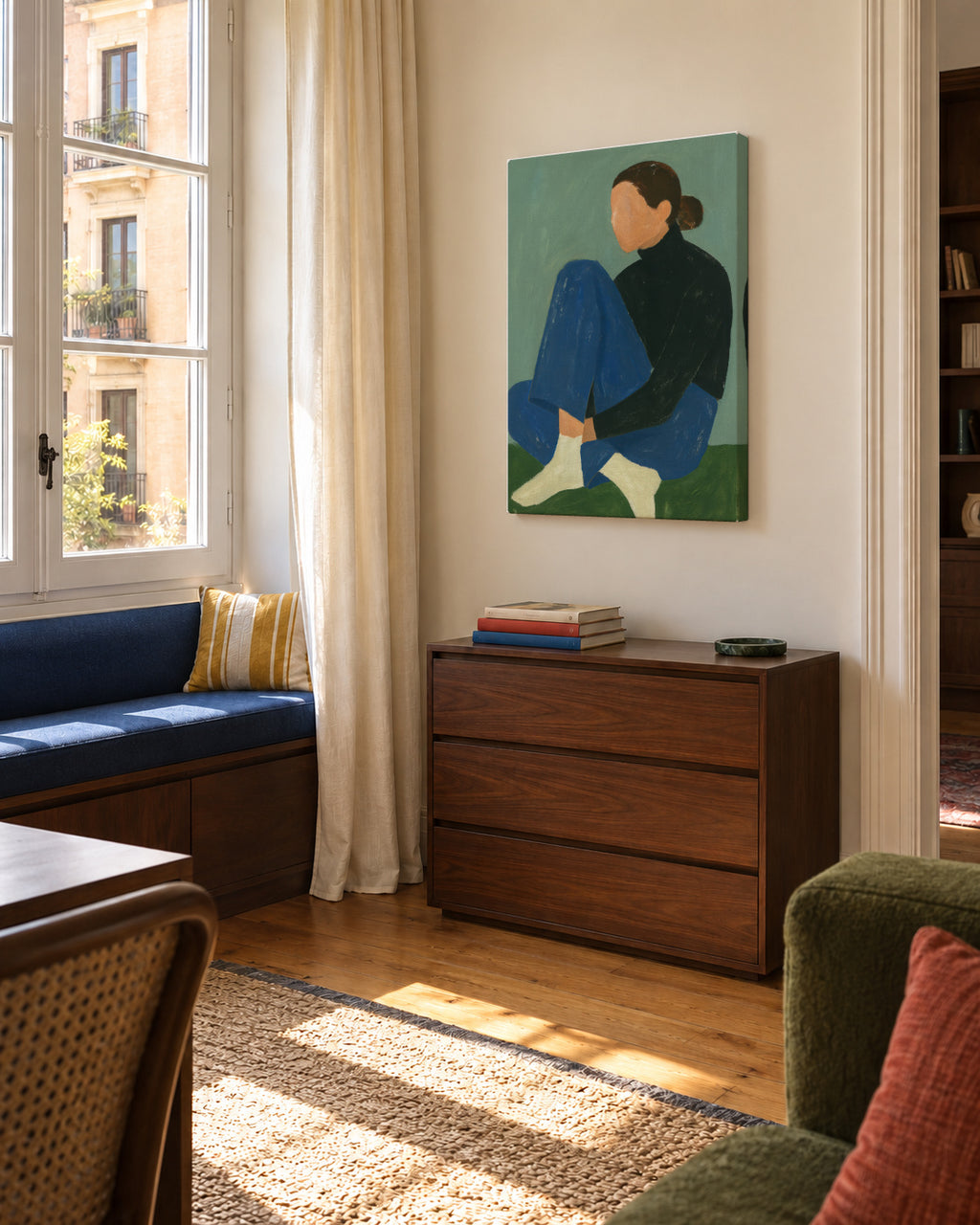 Blue Serenity - Unframed canvas in an interior